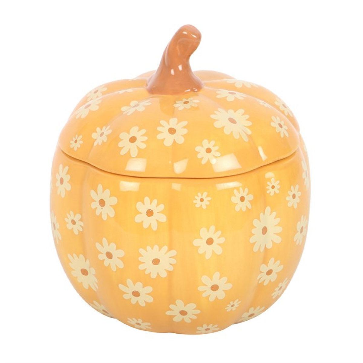 Groovy Floral Pumpkin Ceramic Oil Burner