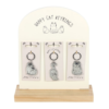 Set of 24 Happy Cat Keyrings on Display