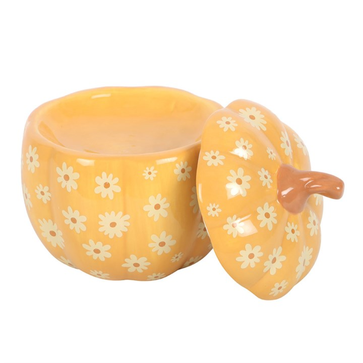 Groovy Floral Pumpkin Ceramic Oil Burner