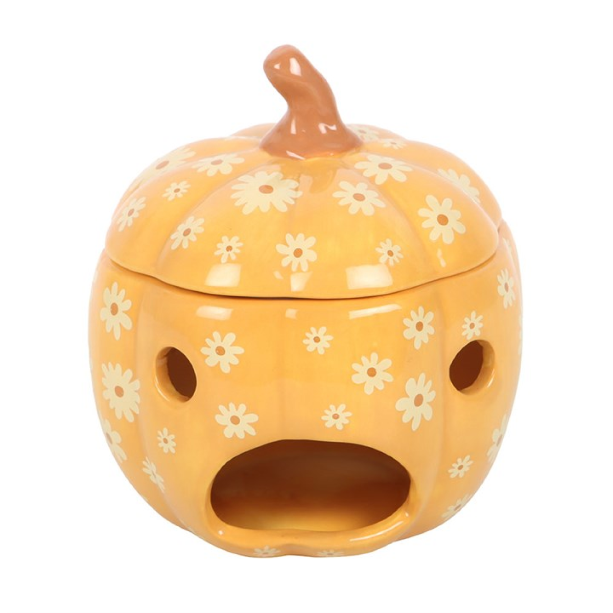 Groovy Floral Pumpkin Ceramic Oil Burner