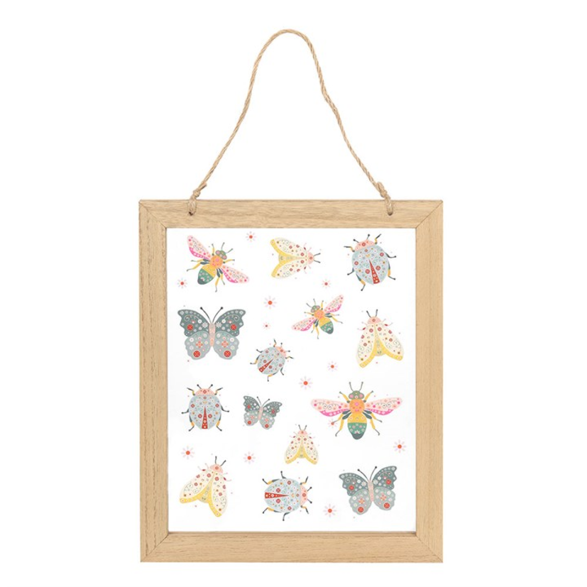 Floral Bug Print Glass Wall Hanging