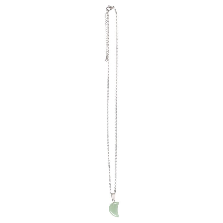 Green Aventurine Crystal Moon Necklace on Greeting Card