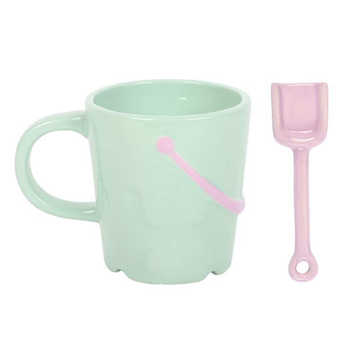 Pastel Bucket Mug with Spade Spoon