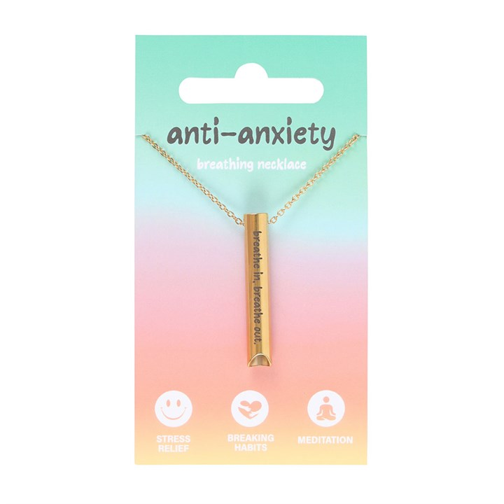 Gold Tone Anti-Anxiety Breathing Metal Necklace