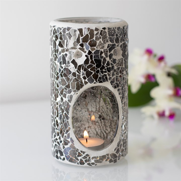 Pillar Gunmetal Grey Crackle Oil Burner and Wax Warmer