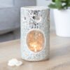 Silver Pillar Crackle Glass Oil Burner and Wax Warmer