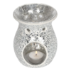 Large Silver Crackle Oil Burner and Wax Warmer