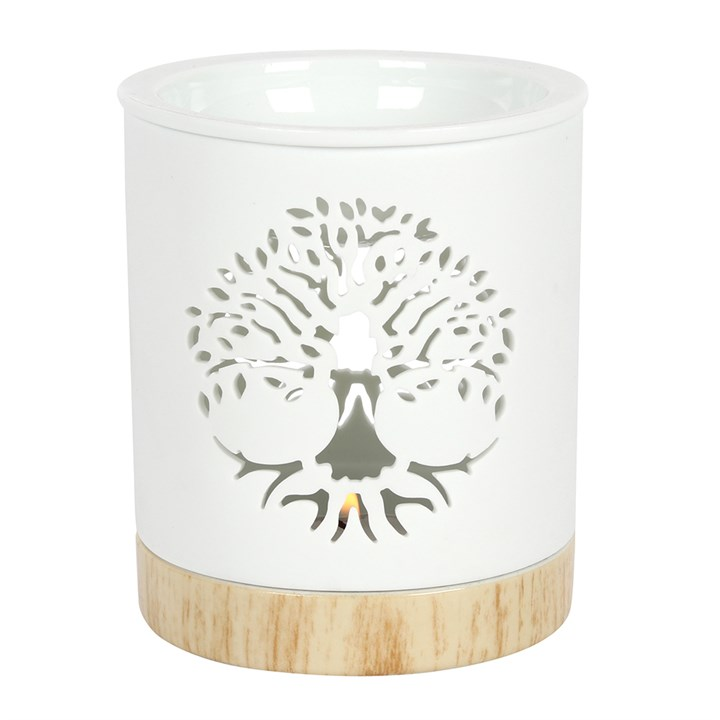 White Tree of Life Cut Out Ceramic Oil Burner