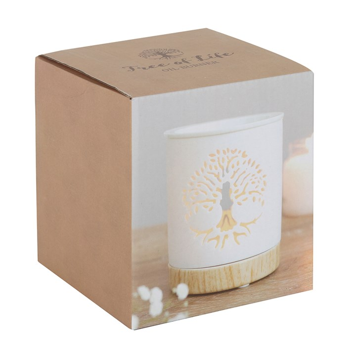 White Tree of Life Cut Out Ceramic Oil Burner