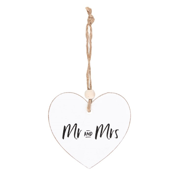 Mr and Mrs Hanging Heart Sentiment Sign