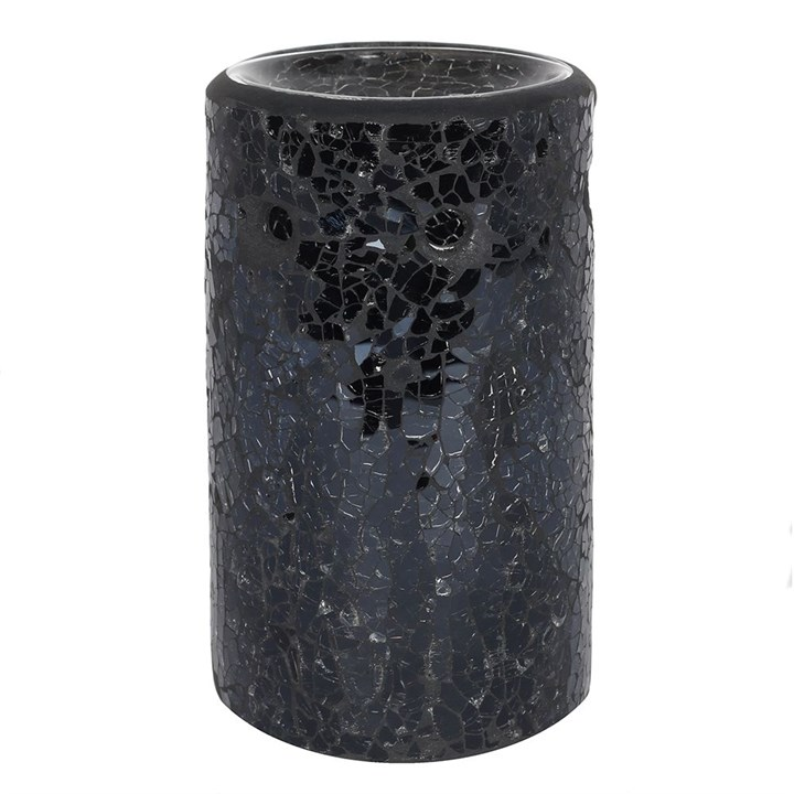 Black Crackle Glass Pillar Oil Burner and Wax Warmer
