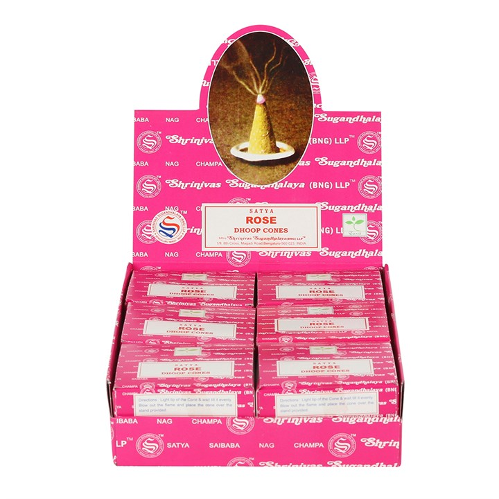 Set of 12 Rose Dhoop Incense Cones by Satya (6/30)
