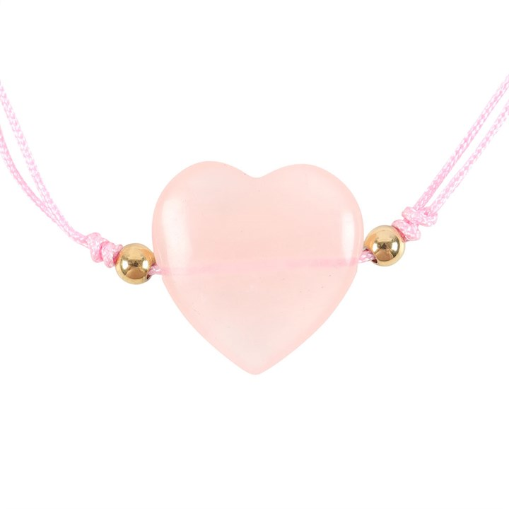 You Are Loved Rose Quartz Crystal Heart Bracelet