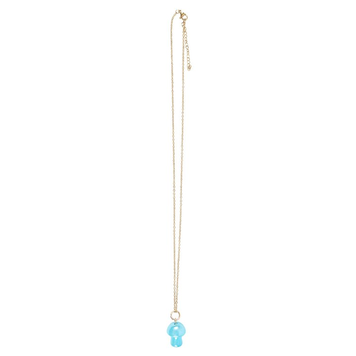 Blue Aura Crystal Mushroom Necklace Greeting Card