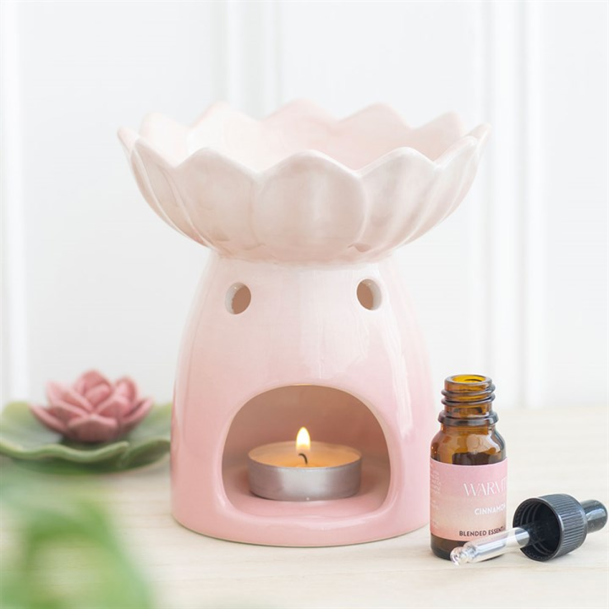 Pink Water Lily Ceramic Oil Burner and Wax Warmer