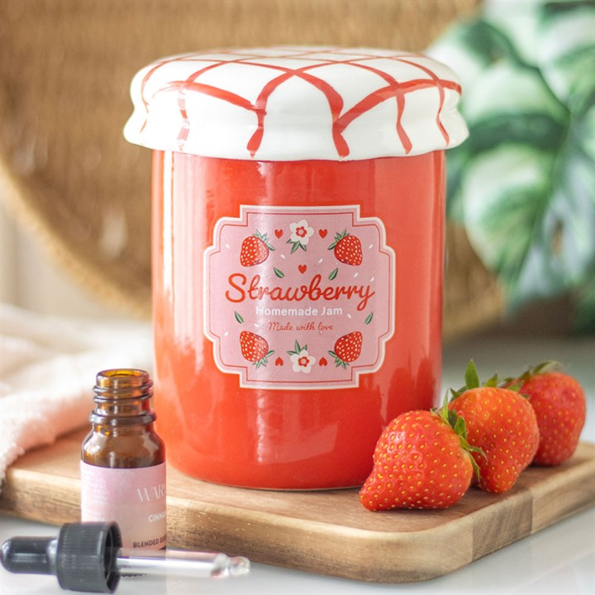 Strawberry Jam Jar Ceramic Oil Burner and Wax Warmer