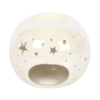 White Iridescent Star Ceramic Oil Burner and Wax Warmer