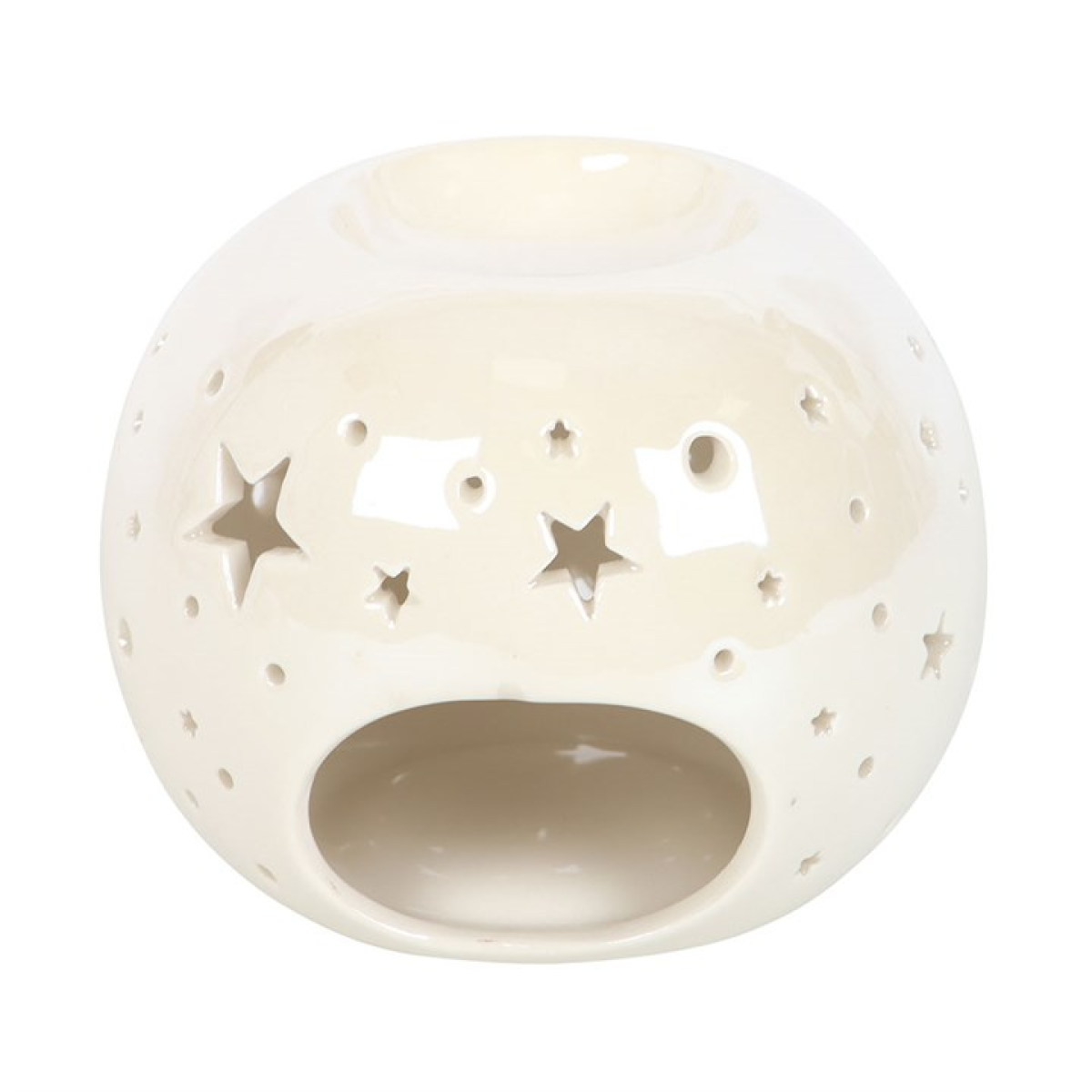 White Iridescent Star Ceramic Oil Burner and Wax Warmer