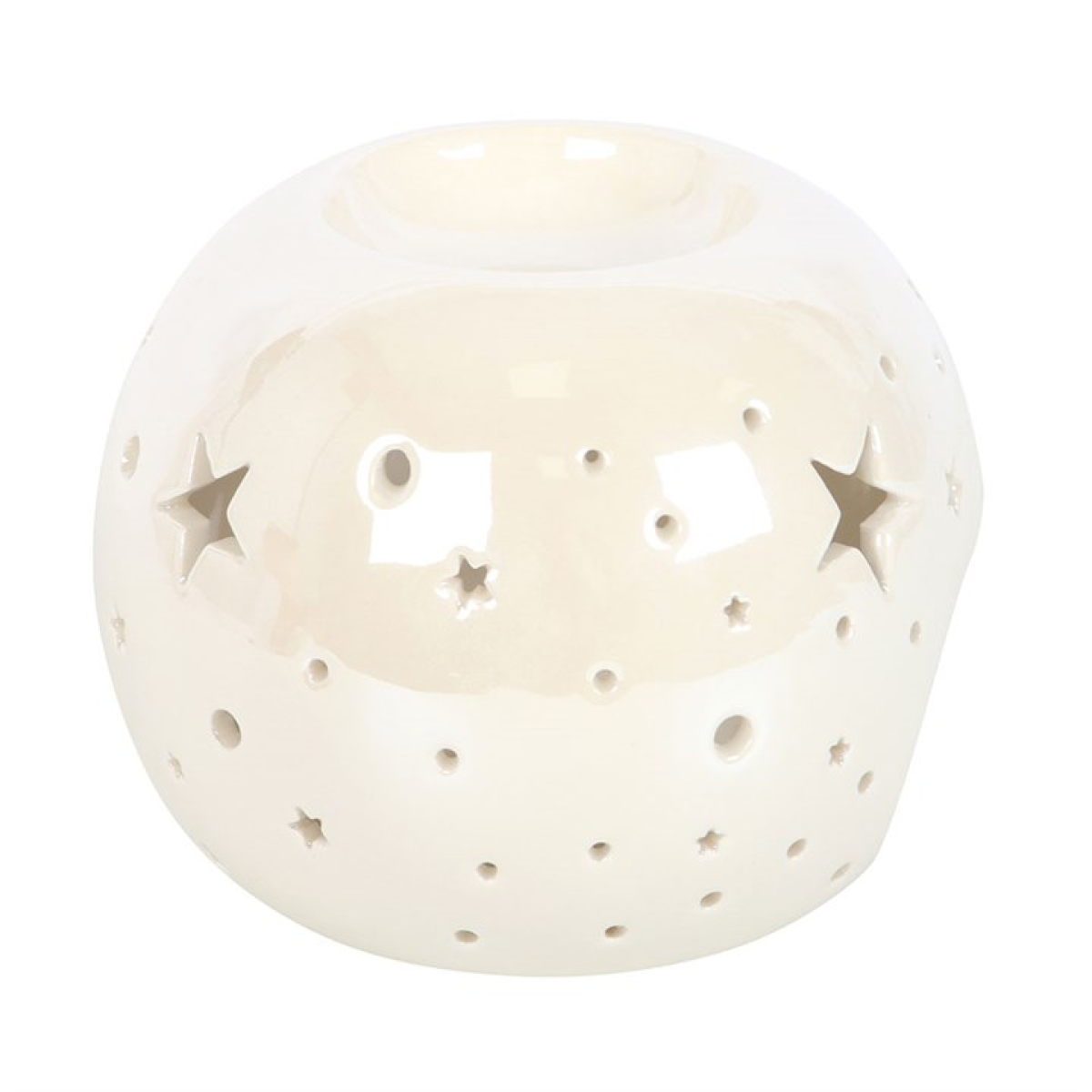 White Iridescent Star Ceramic Oil Burner and Wax Warmer