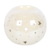 White Iridescent Star Ceramic Oil Burner and Wax Warmer
