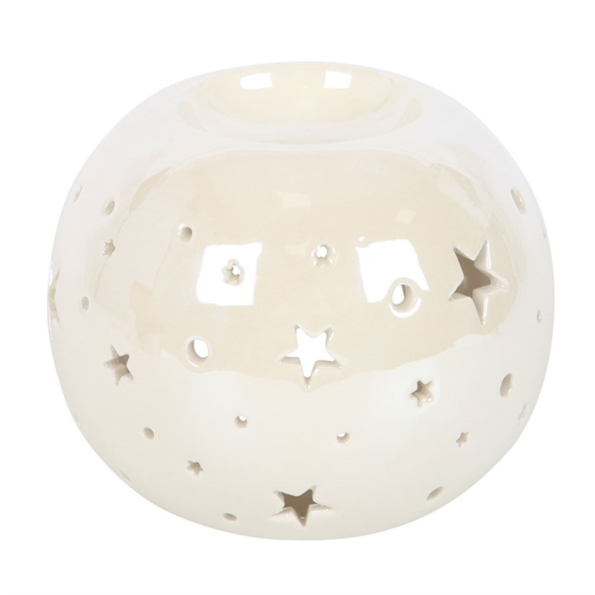 White Iridescent Star Ceramic Oil Burner and Wax Warmer