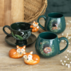Green Forest Teacup with Fox